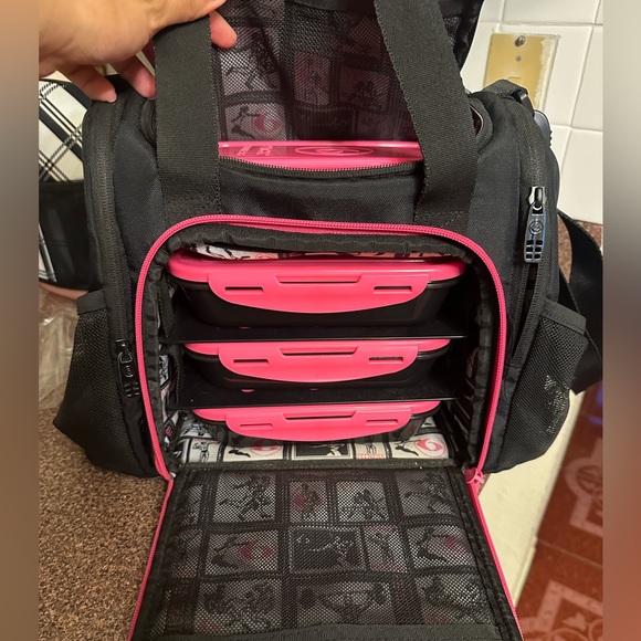 Black and Pink 6 Pack Meal Tote Bag - Picture 8 of 13